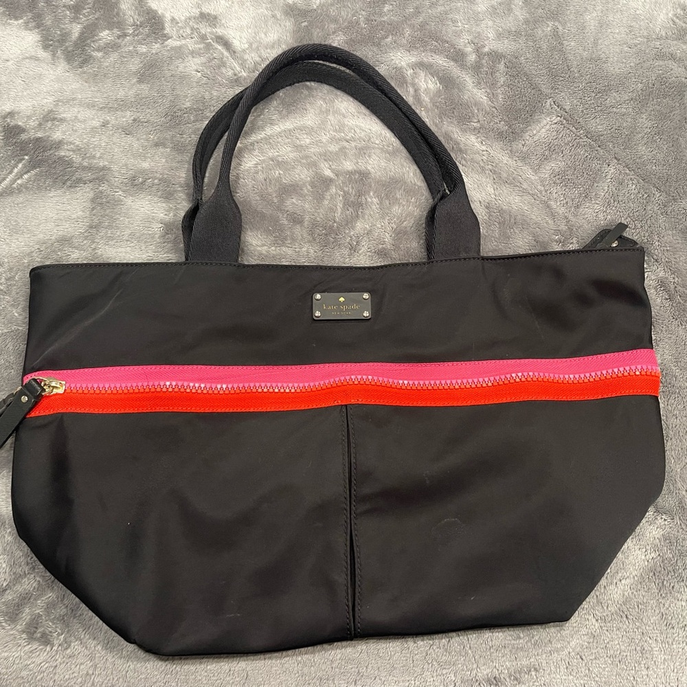 Kate Spade Black Shoulder Tote Bag w/ lots of pockets - great used condition!